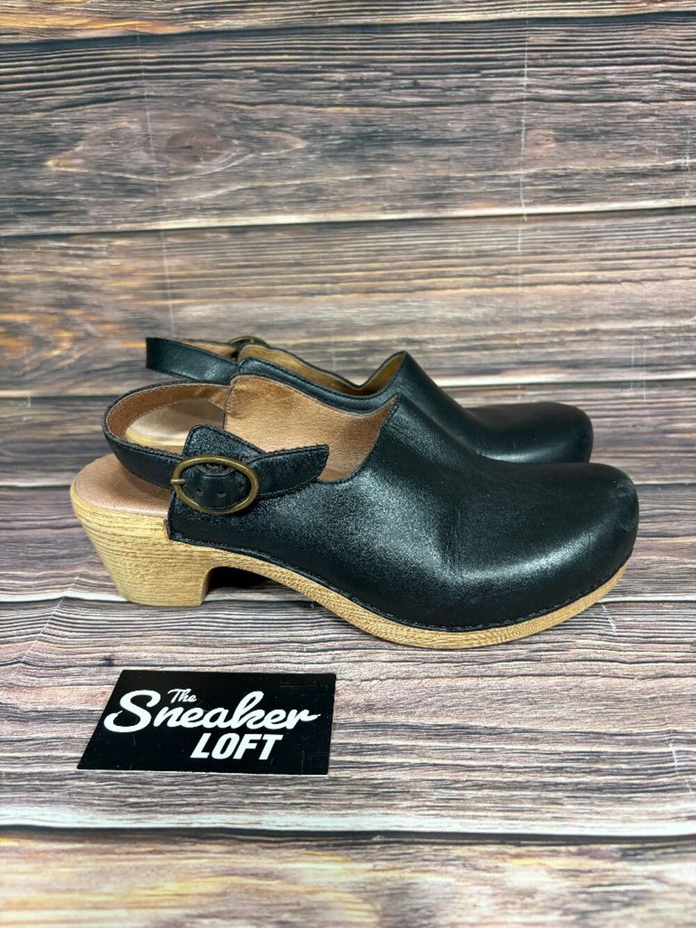 Dansko Madison Women's Leather Clogs Slingback Black Block Heel Shoes 39 US 9 - Picture 1 of 9